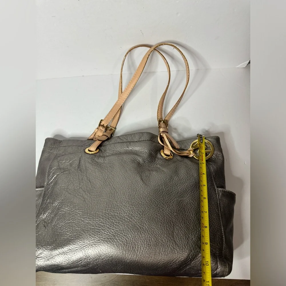 Michael Kors Metallic Grey Gold Hardware Tote Bag